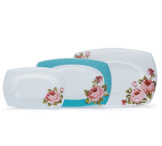 Cj 3pcs Travessa Lisa Bianca Decor Glass