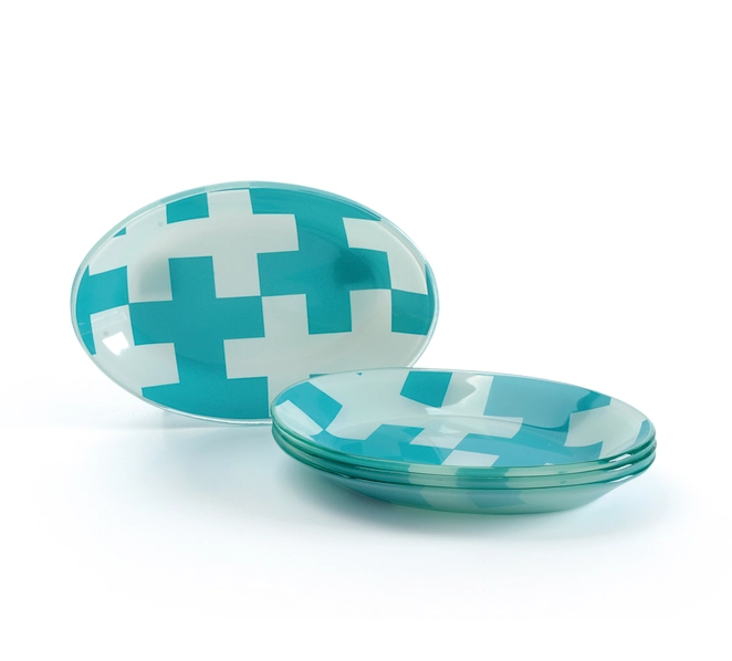 Conjunto.travessa Decor Glass Oval Pequeno Rasa C/4