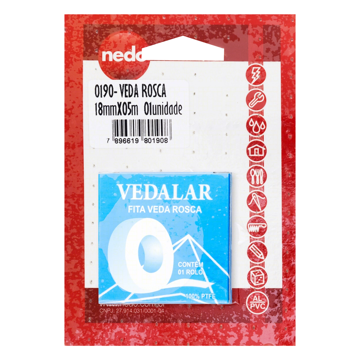 Fita Veda Rosca Nedo 18mm X 5m