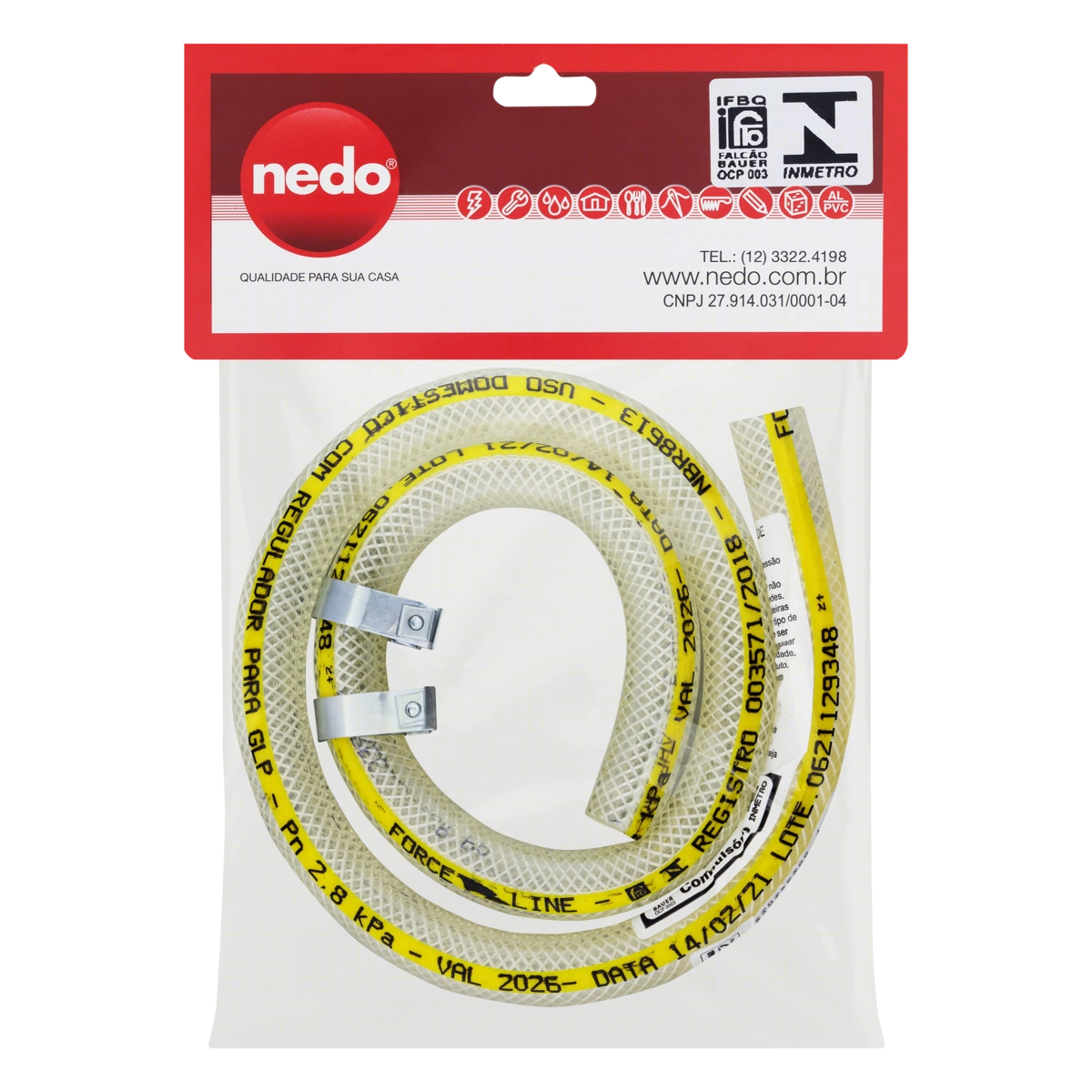 Mangueira Para Gás Com Abraçadeira Nedo 80cm