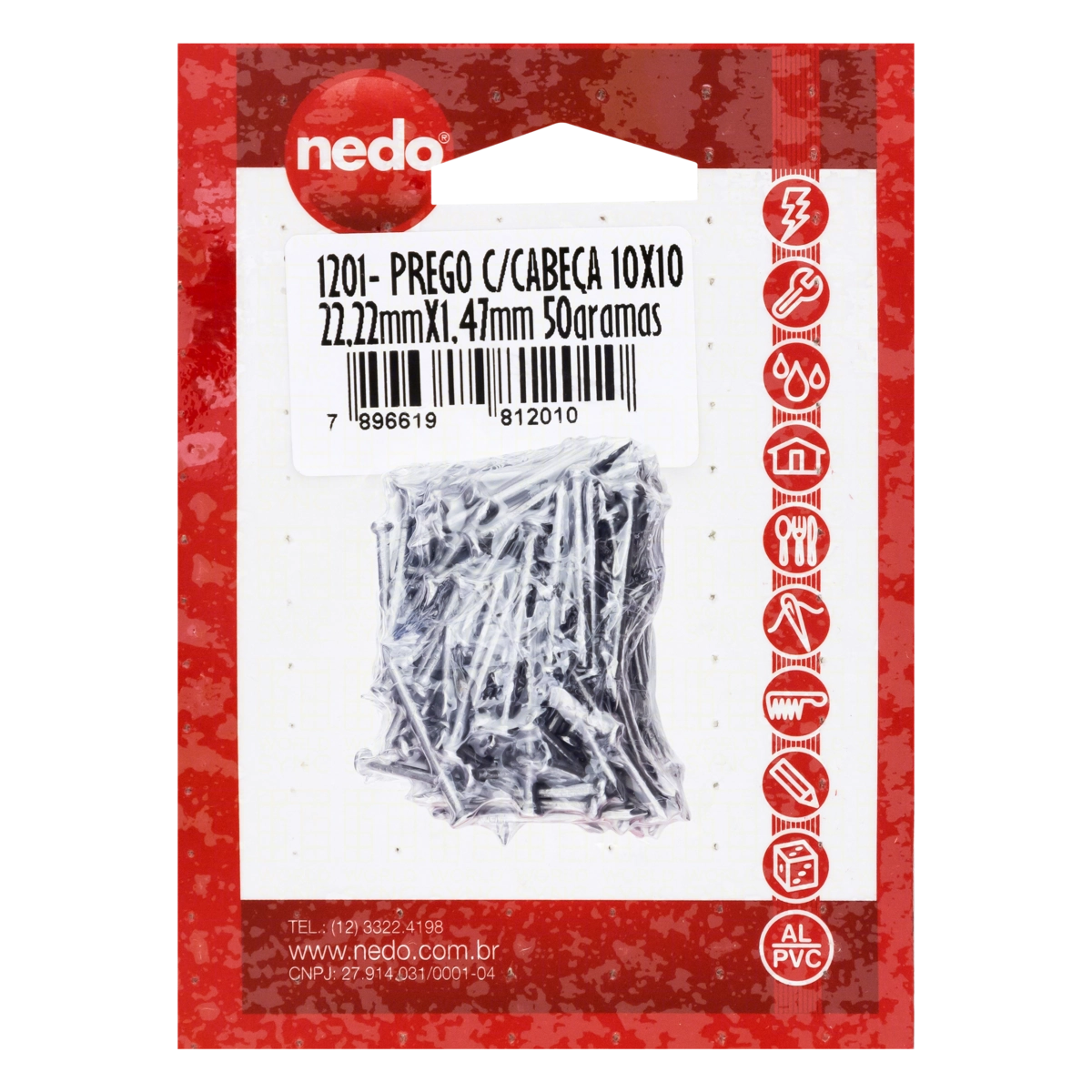 Prego Com Cabeça Nedo 10 X 10 50g