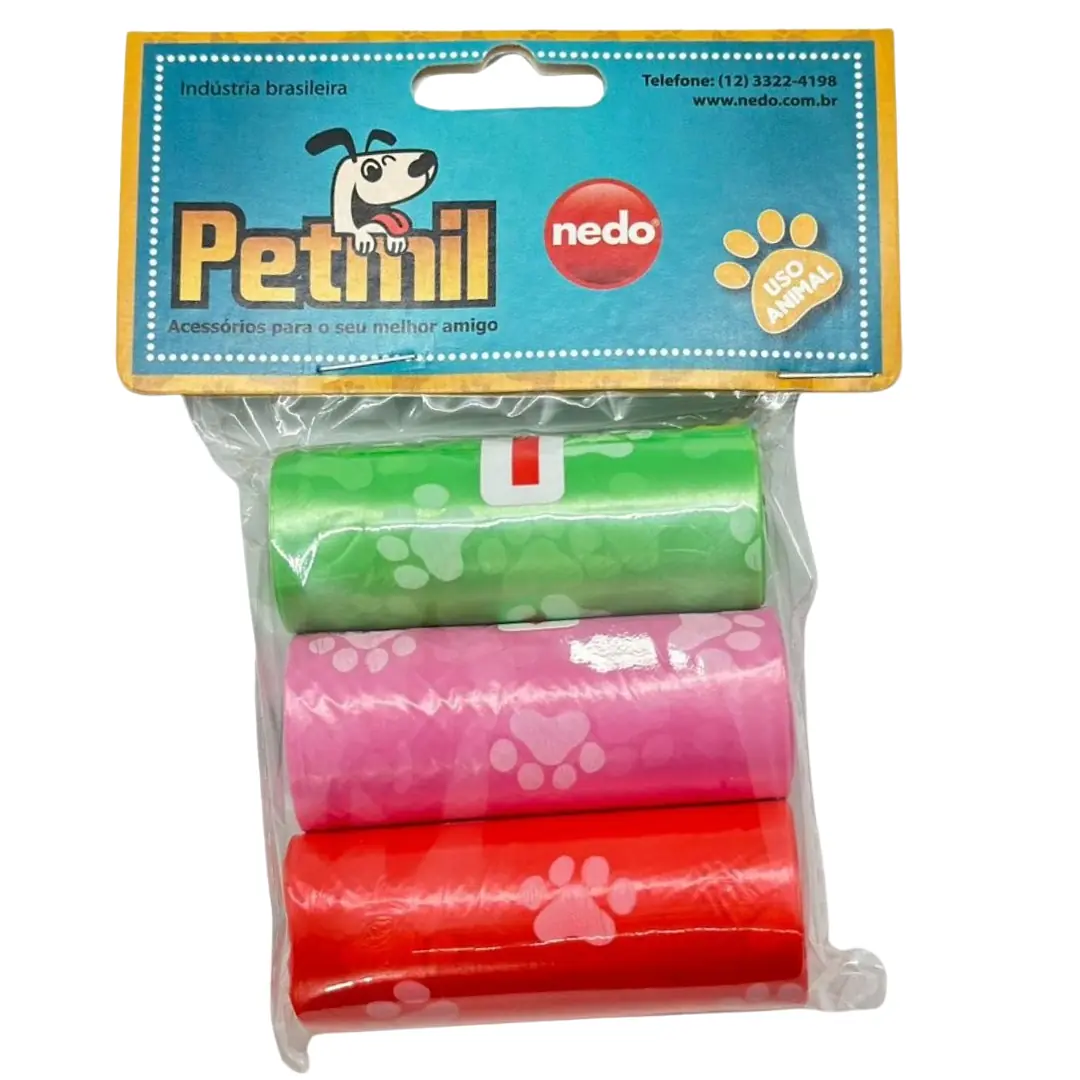 Sacos Plásticos De Resíduo Animal Com 03 Rolos Nedo