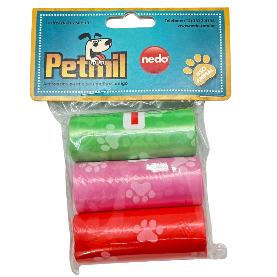 Sacos Plásticos De Resíduo Animal Com 03 Rolos Nedo