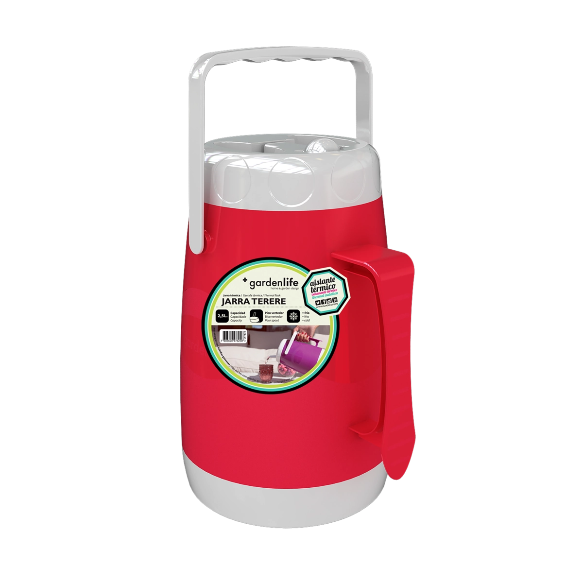 Jarra Térmica Tereré Vermelha 2,5l Gardenlife