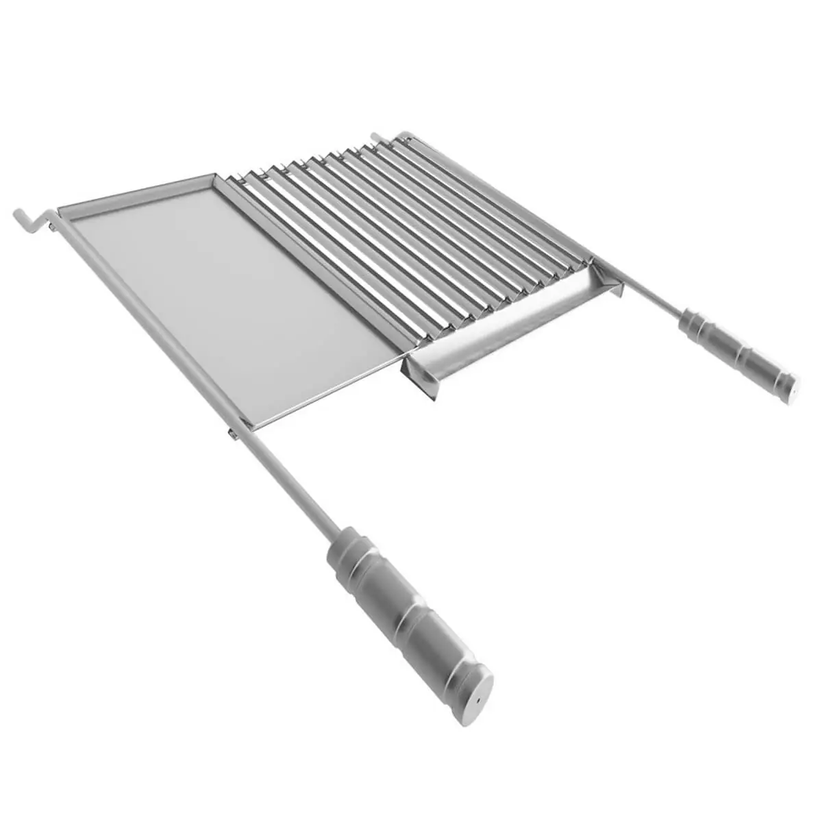Grelha Inox Para Churrasco Com Coletor De Gordura E Chapa Auxiliar