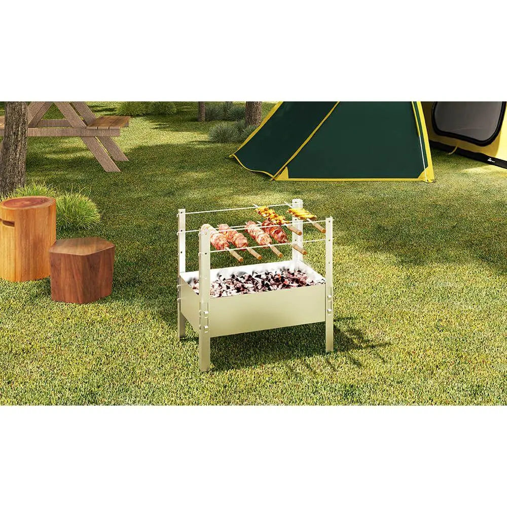 Mini Churrasqueira Portátil Desmontável A Carvão 50x38cm Aço