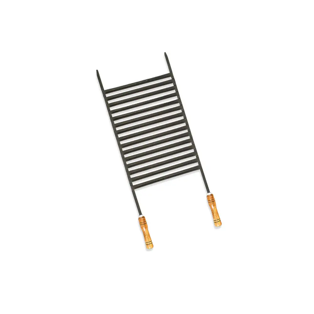 Grelha Plana Esmaltada Profissional e Cabo de Madeira 86x35 cm Qualinox