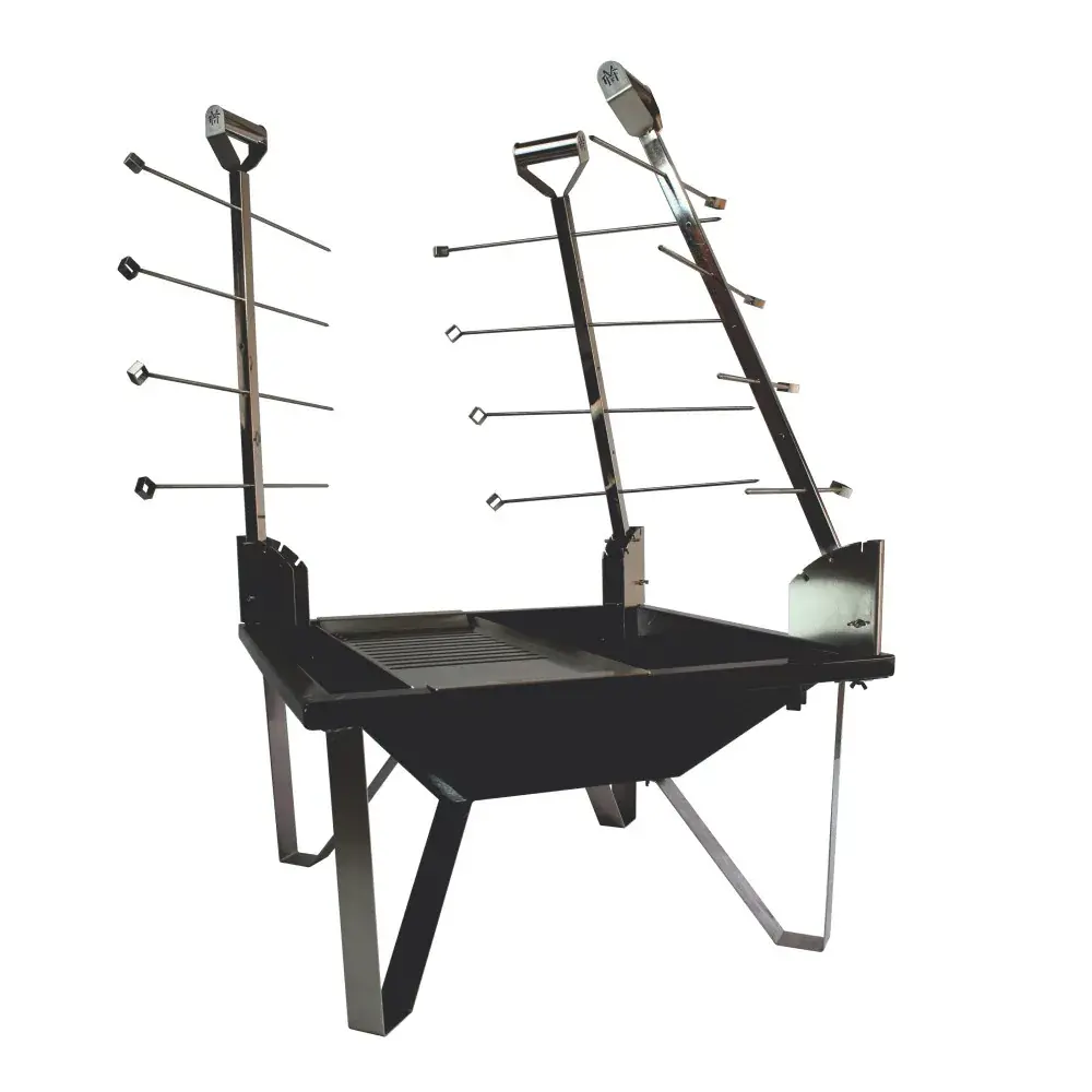 Churrasqueira Fogo De Chão Para Costelão Móvel 3 Estacas Aço