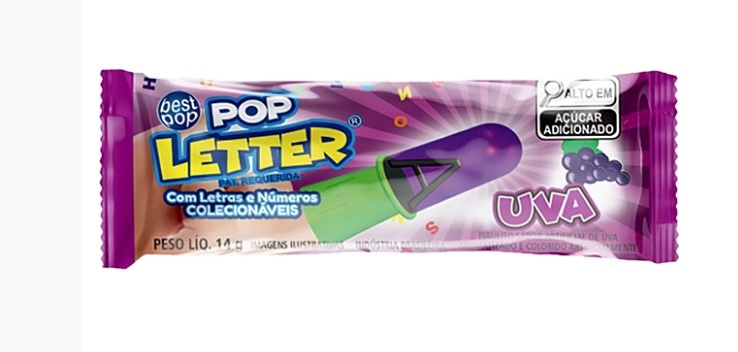 Pirulito Pop Letter Uva 14g