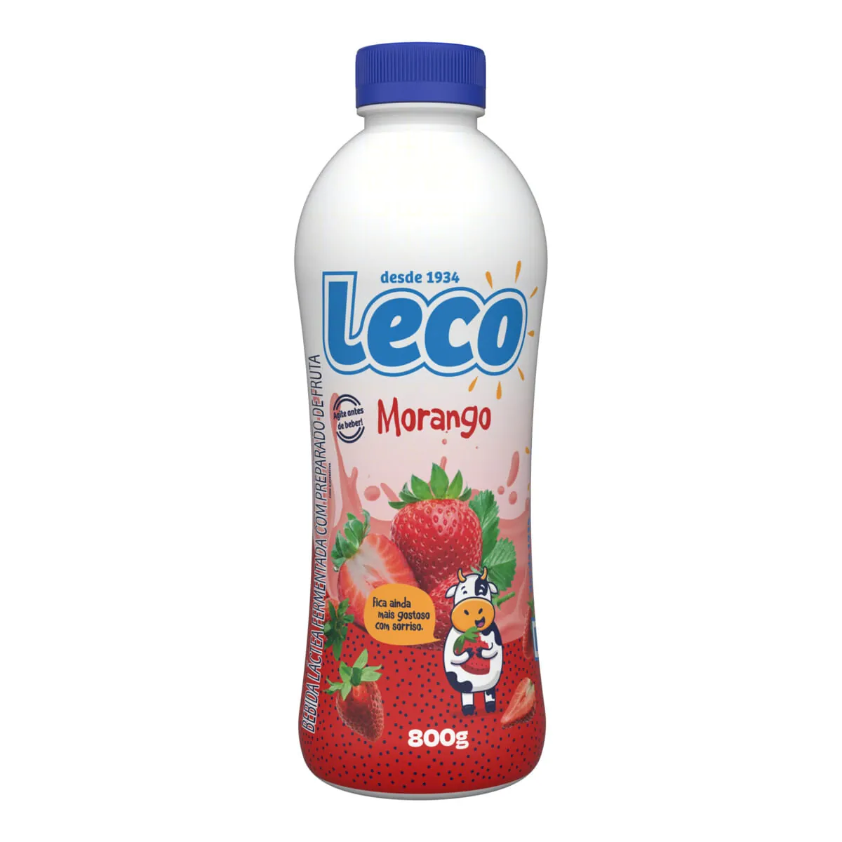 Bebida Láctea Fermentada Leco Morango Garrafa 800 g