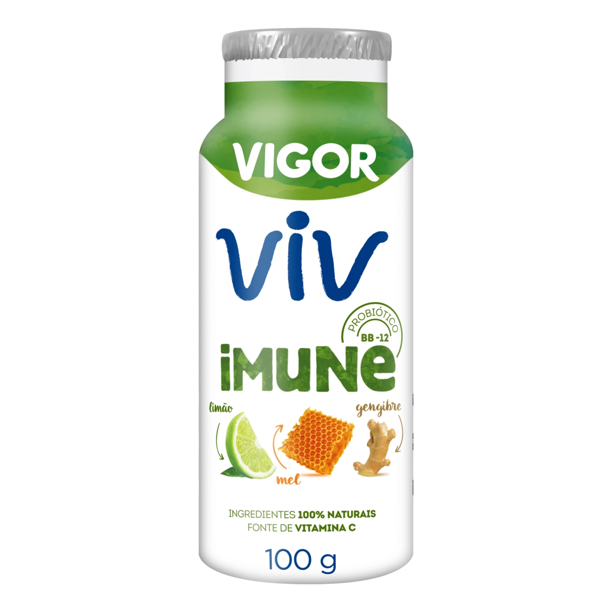 Leite Fermentado Mel, Limão e Gengibre Vigor Viv Imune Frasco 100g
