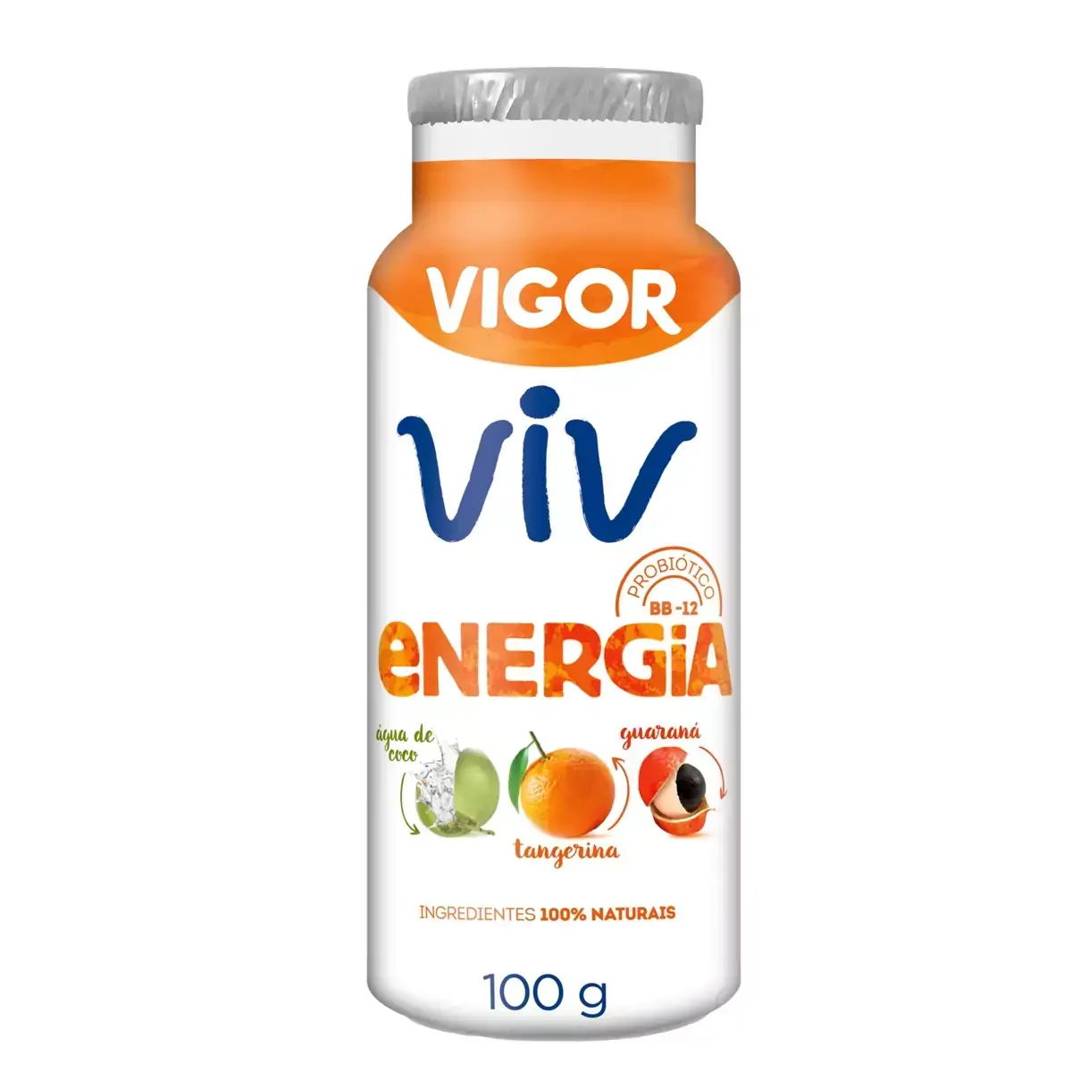 Leite Fermentado Tangerina, Água de Coco e Guaraná Vigor Viv Energia Frasco 100g
