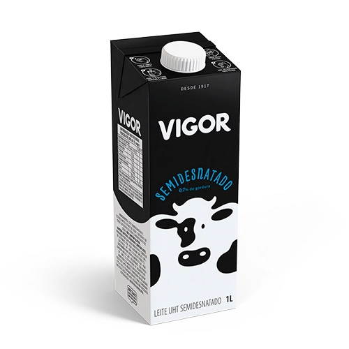Leite Uht Semidesnatado Vigor Caixa Com Tampa 1l