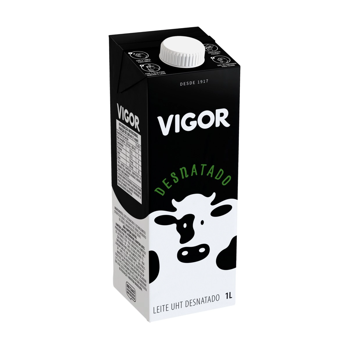 Leite Uht Desnatado Vigor Caixa Com Tampa 1l