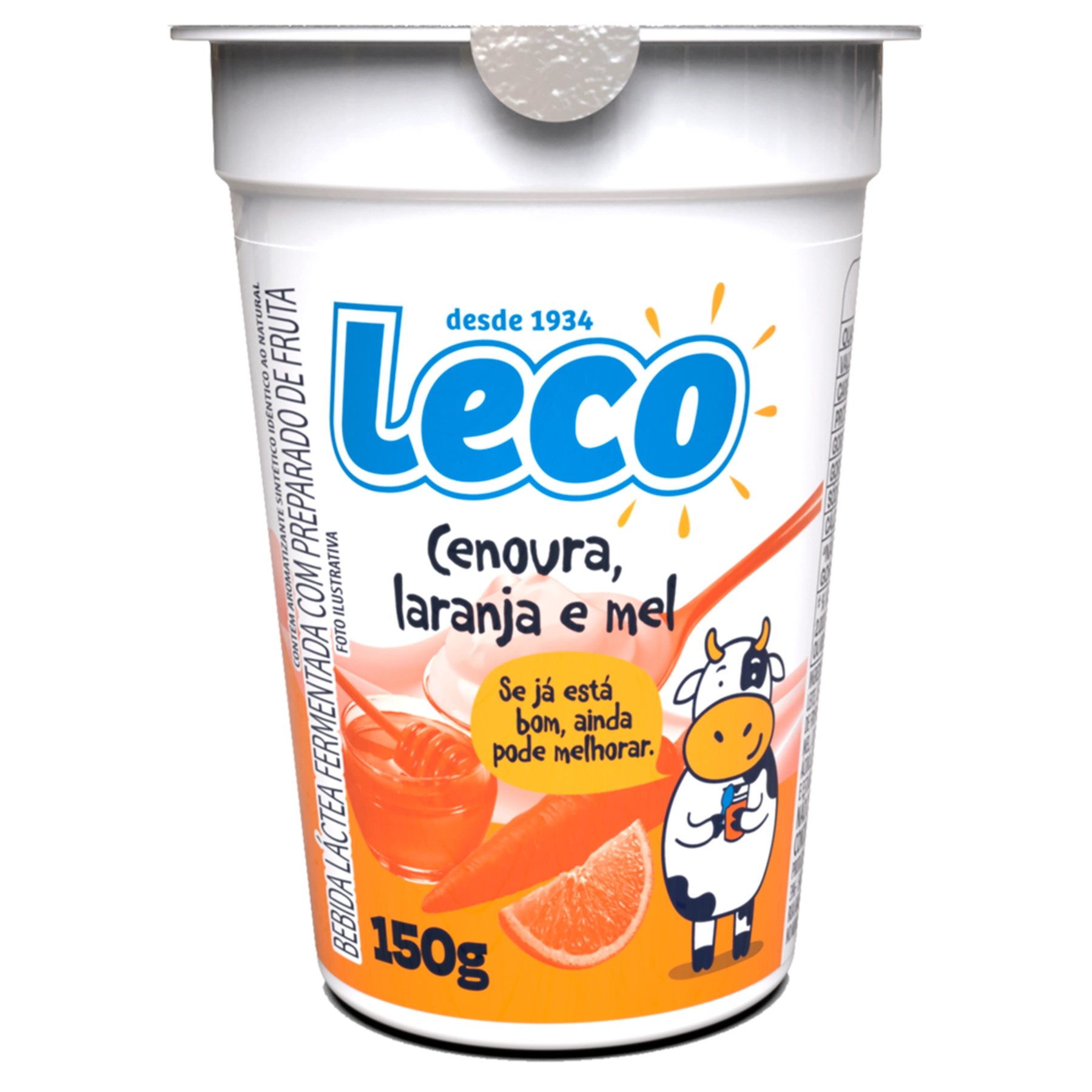 Bebida Láctea Fermentada Cenoura, Laranja E Mel Leco Copo 150g