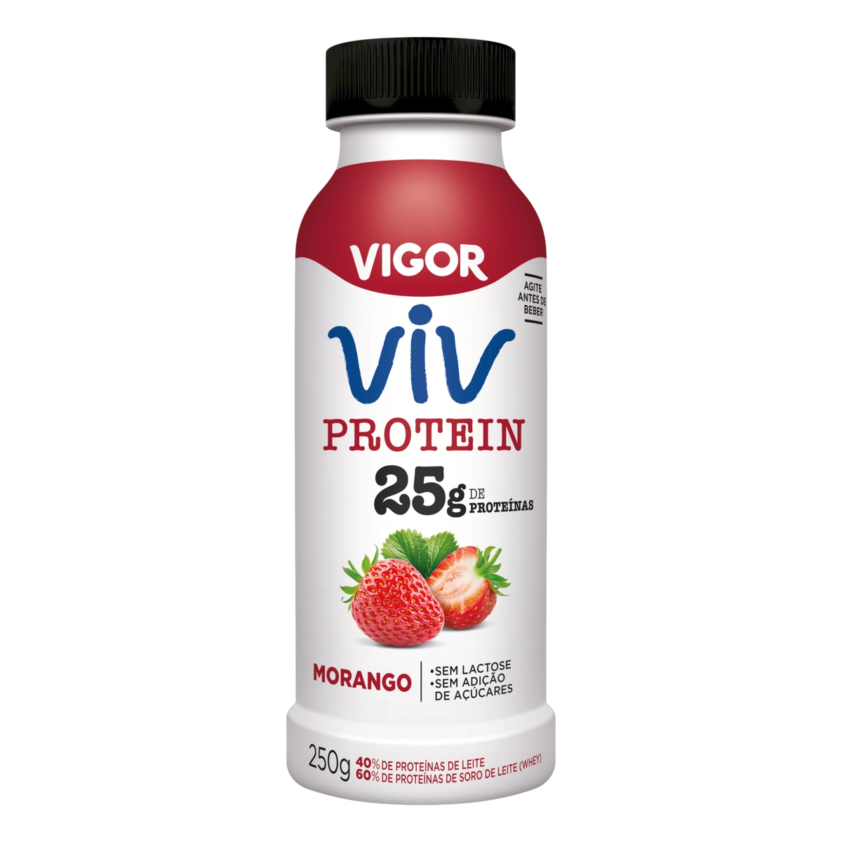 Iogurte Desnatado Morango Zero Lactose Vigor Viv Protein Frasco 230g