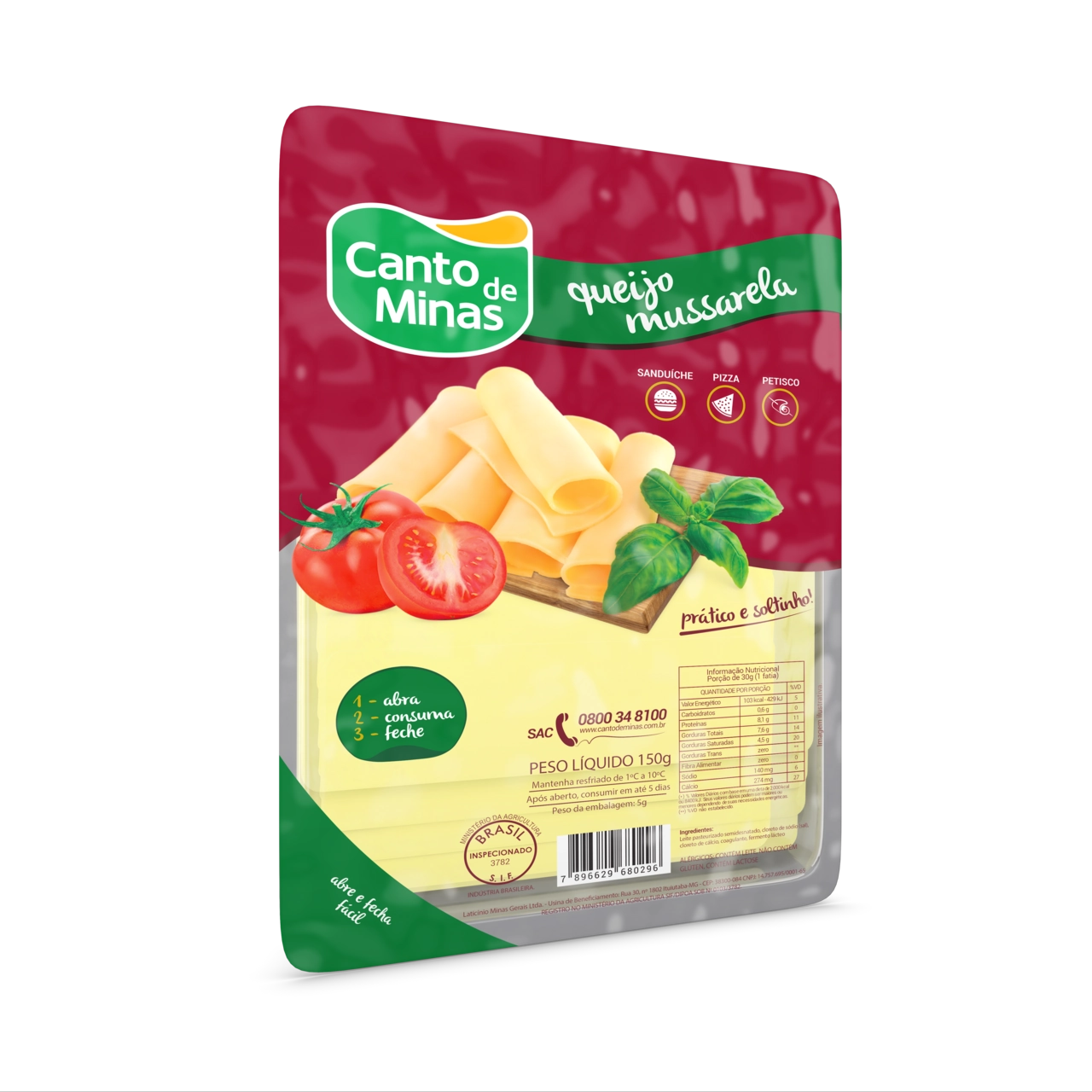 Queijo Mussarela Canto Minas 150g Fatiado