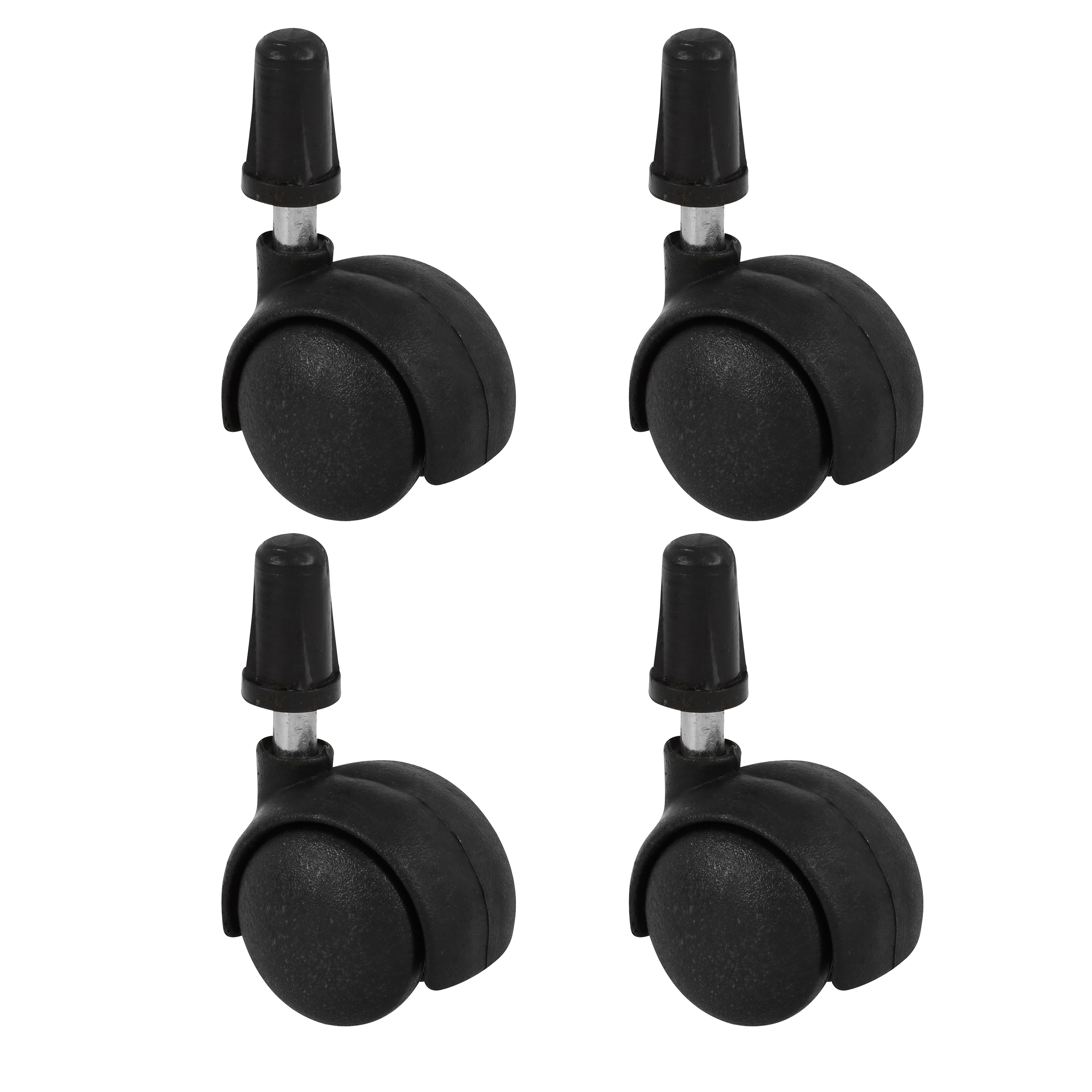 Kit Rodízio para Móveis com Pino 10kg sem Freio Giratório 38mm Preto 4 peças