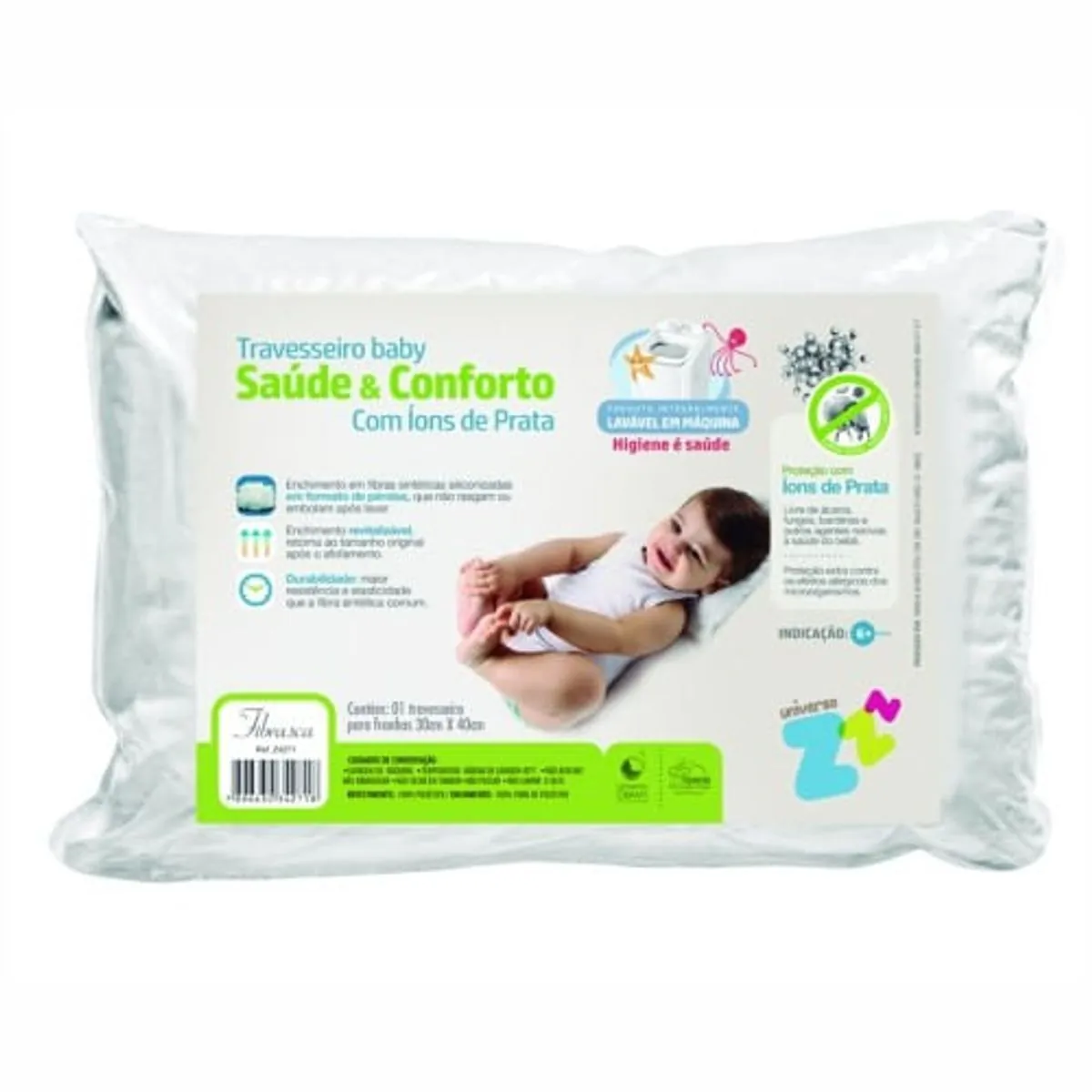 Travesseiro Baby Saúde & Conforto Com Íons De Prata
