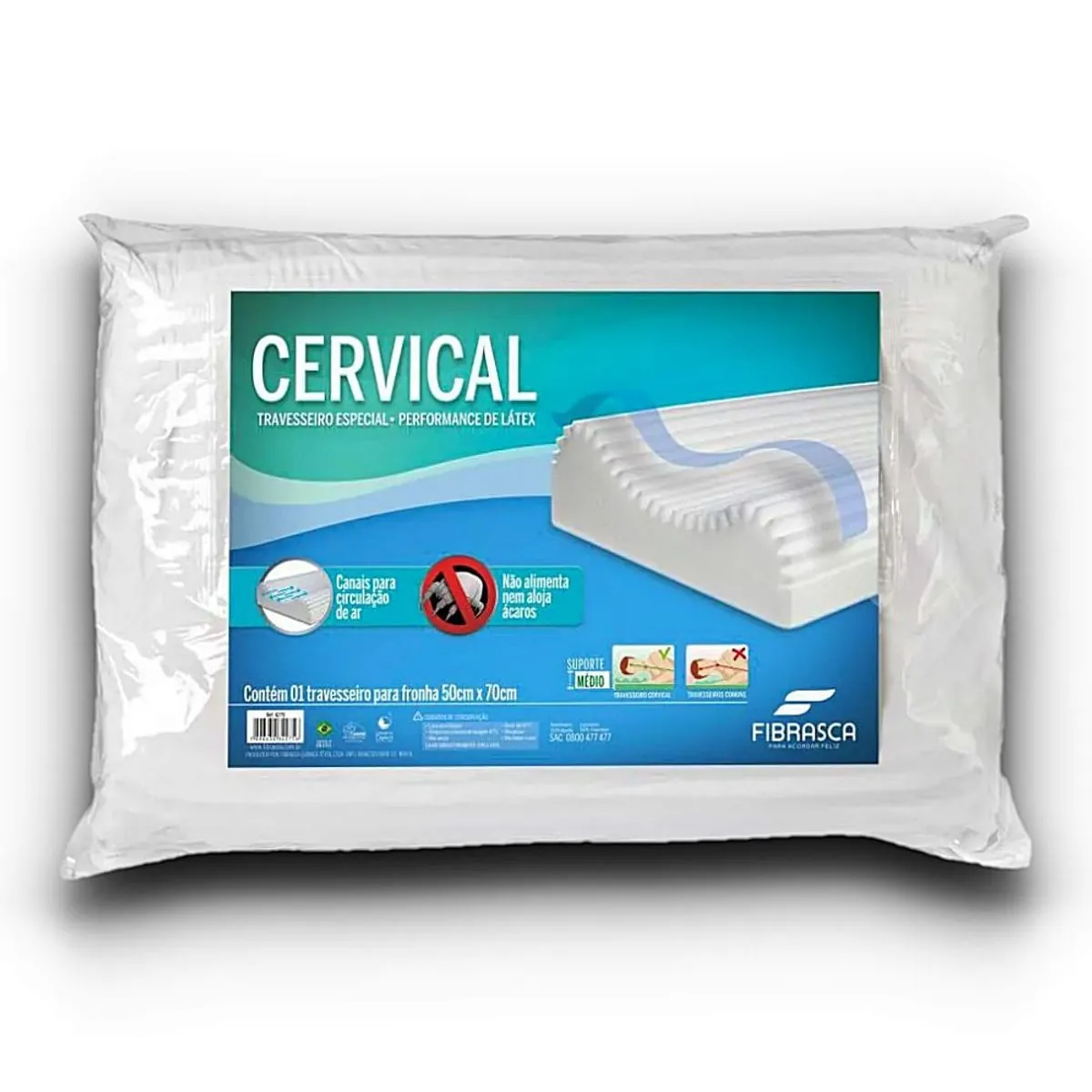 Travesseiro Ortopédico Cervical Fibrasca - Para Fronhas 50x70cm 4275