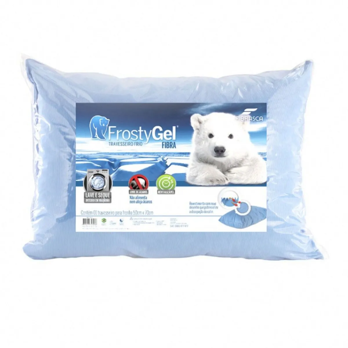Travesseiro Azul Frio Fibrasca Frostygel 50cm X 70cm
