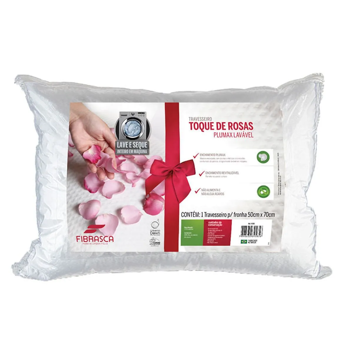 Travesseiro Toque De Rosas - Fibrasca - Plumax Lavavél