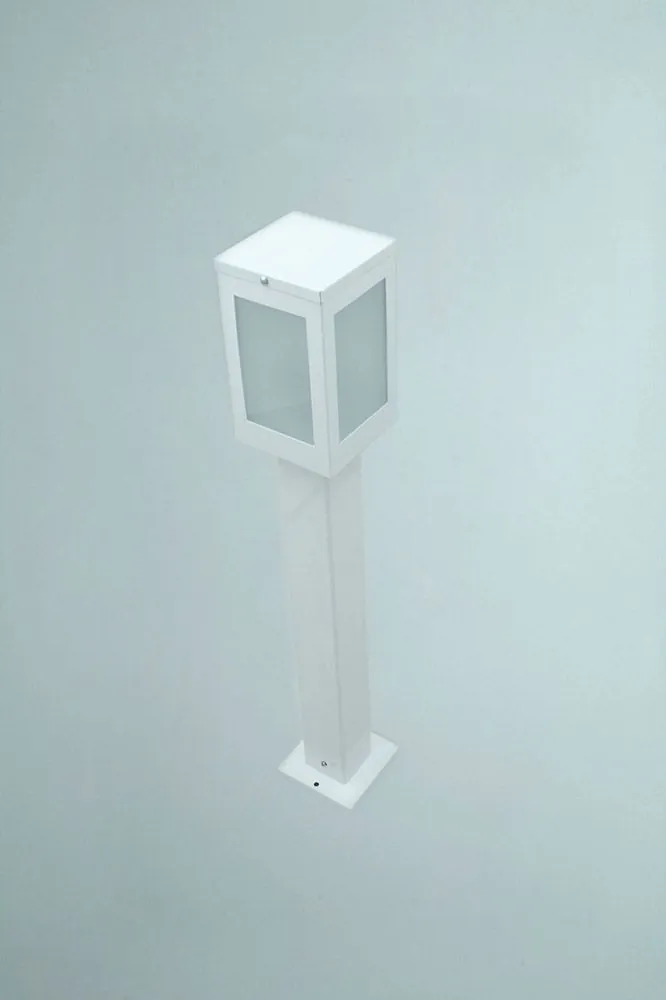 Poste Balizador De Jardim 4 Vidros Retangular 70cm Em Alumínio Branco Rl