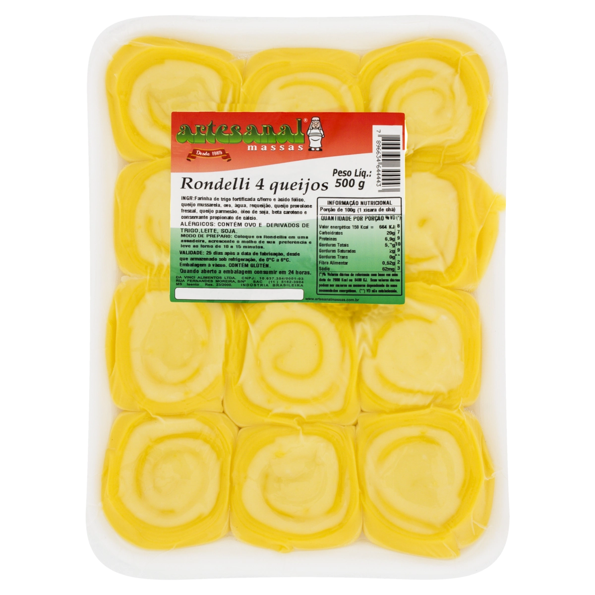 Rondelli 4 Queijos Artesanal Massas 500g