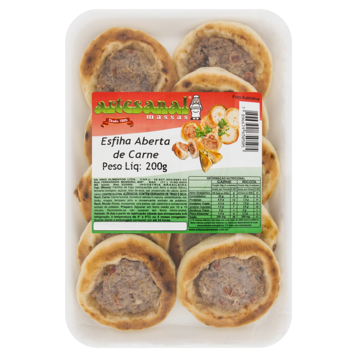Esfiha Aberta de Carne Artesanal Massas 200g