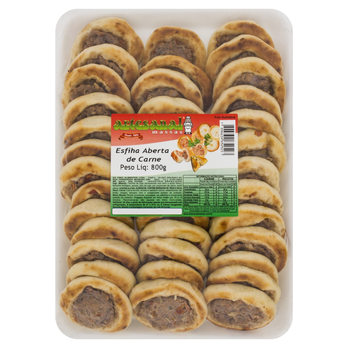 Esfiha de Carne Aberta ARTESANAL Bandeja 800g