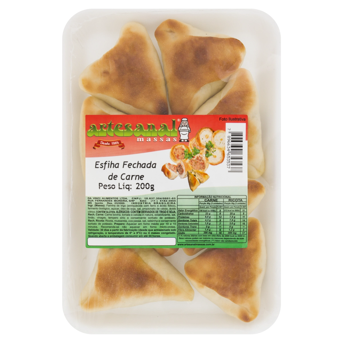 Esfiha Fechada de Carne Artesanal Massas 200g
