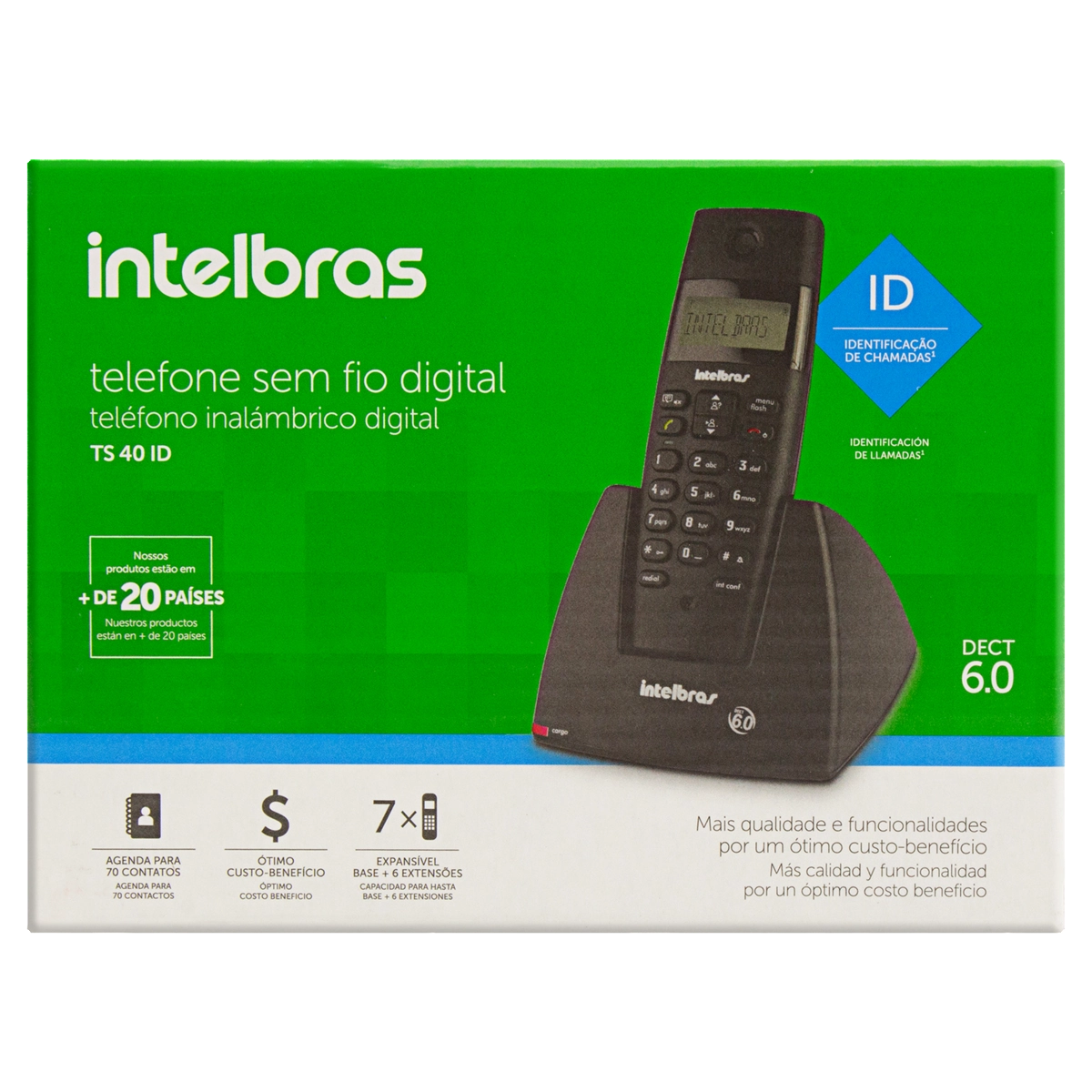 Telefone Sem Fio Digital Preto Ts40 Id Intelbras
