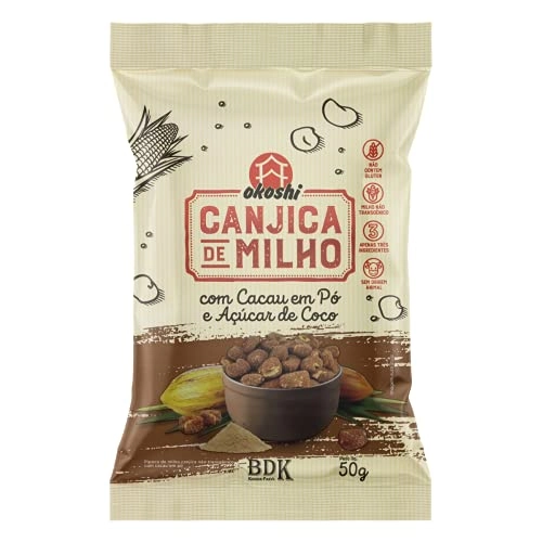 Canjica De Milho Com Cacau Em Pó E Açúcar De Coco Artesanal Okoshi Pacote 50g