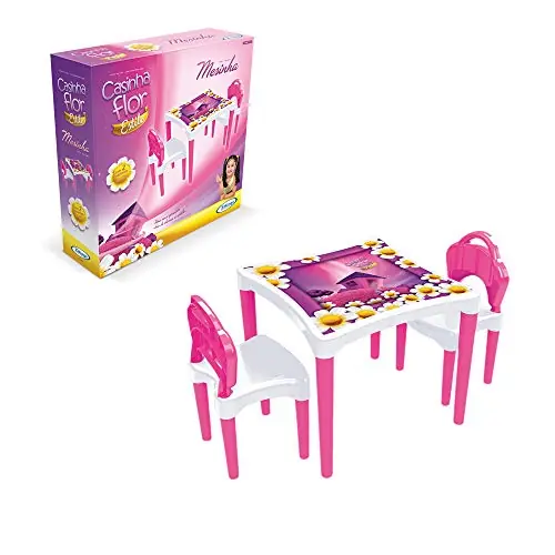 Mesa Xalingo Casinha Flor 0495.4 Rosa/branco