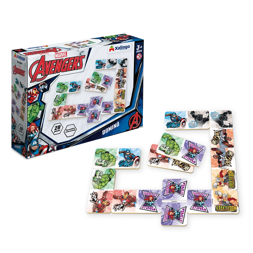 Jogo Dominó De Madeira 28 Peças Avengers - Xalingo