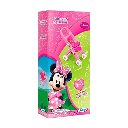 Carrinho De Boneca Minnie Mouse Bow Tique Disney Rosa Xalingo