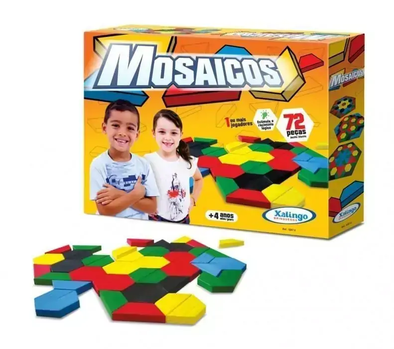 Jogo Educativo Didático Mosaico Madeira 72 Pçs Xalingo 51443