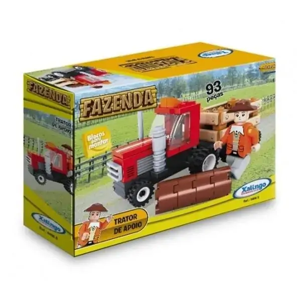 Blocos de Montar Fazenda Trator de Apoio 93 peças Xalingo Brinquedos