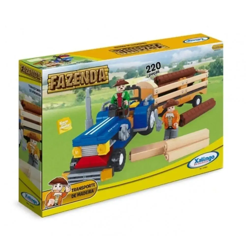 Blocos De Montar Fazenda Transporte De Madeira 220 pc - Xalingo