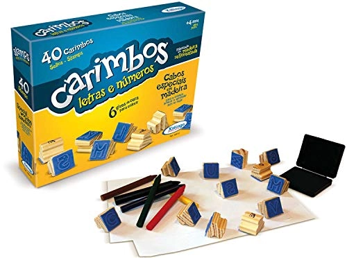 Carimbos Letras Alfabeto e Numero 40 Pçs Madeira - Xalingo