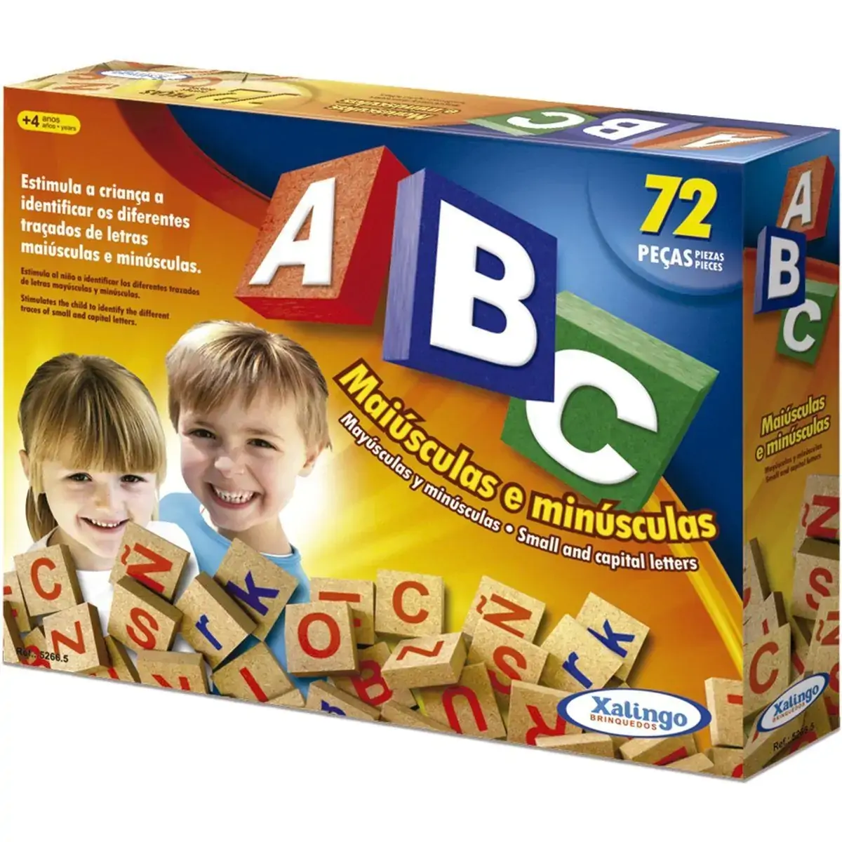 Brinquedo Pedagogico Madeira ABC MAIUSCULAS/MINUSCULAS 72PC