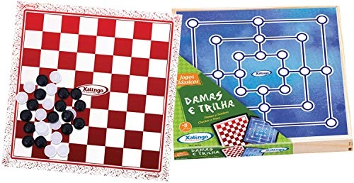 Jogo de Tabuleiro Dama e TRILHA-PECA Plastica