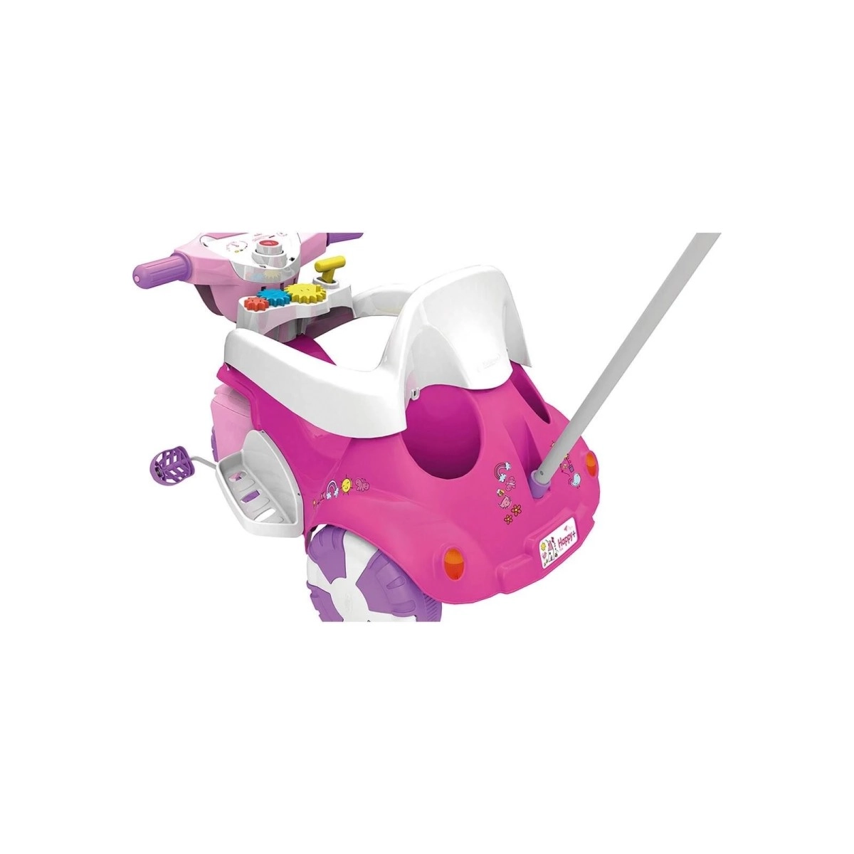 Triciclo Happy Pink 3 em 1 com Empurrador - Xalingo