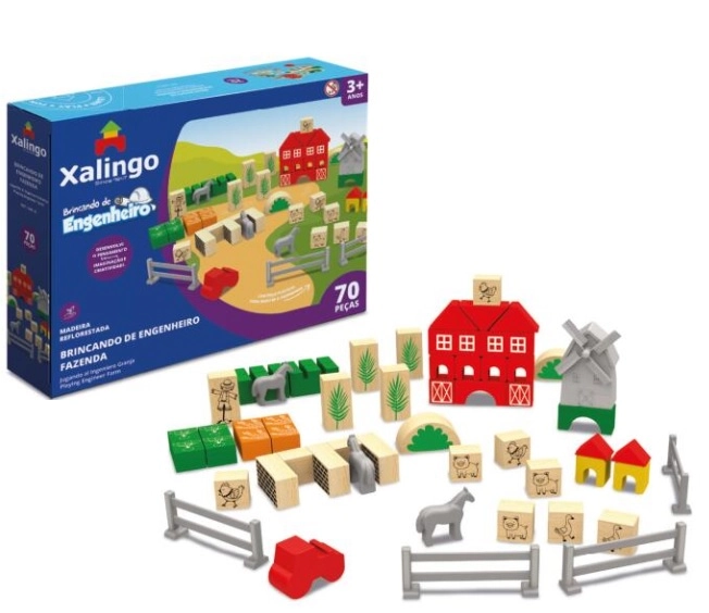 Brincando De Engenheiro Fazenda 70pcs Ref.54610 Xalingo