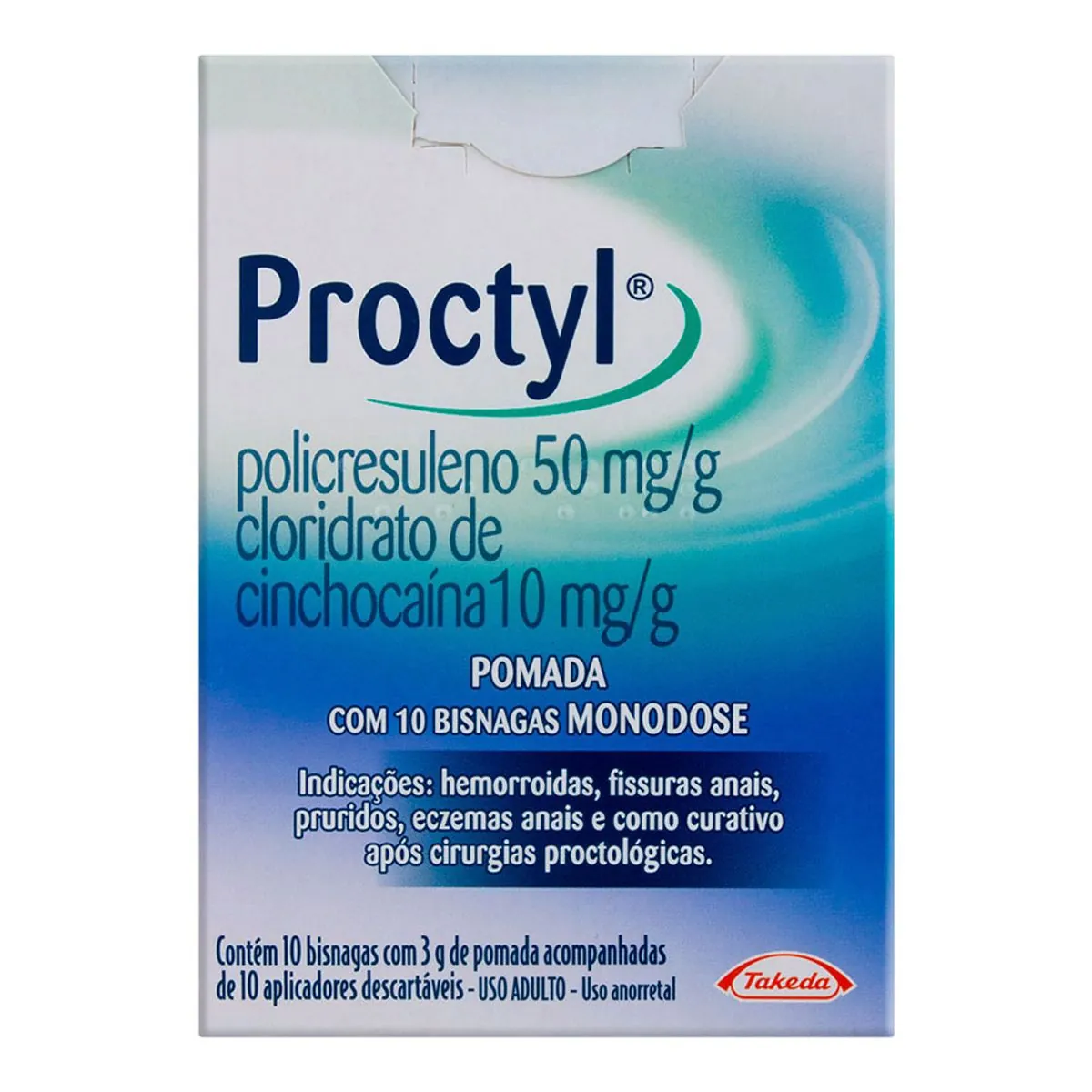 Proctyl Takeda Caixa 10 Bisnagas 3g Cada 10 Aplicadores Descartáveis