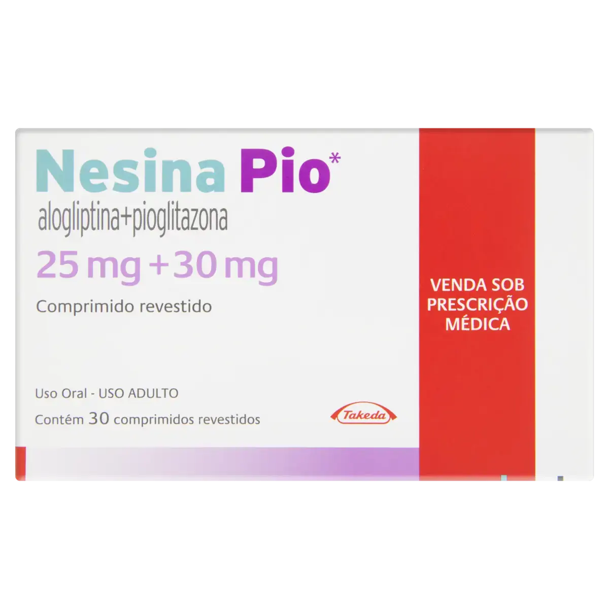 Nesina Pio Alogliptina 25mg Pioglitazona 30mg Takeda Caixa 30 Comprimidos Revestidos