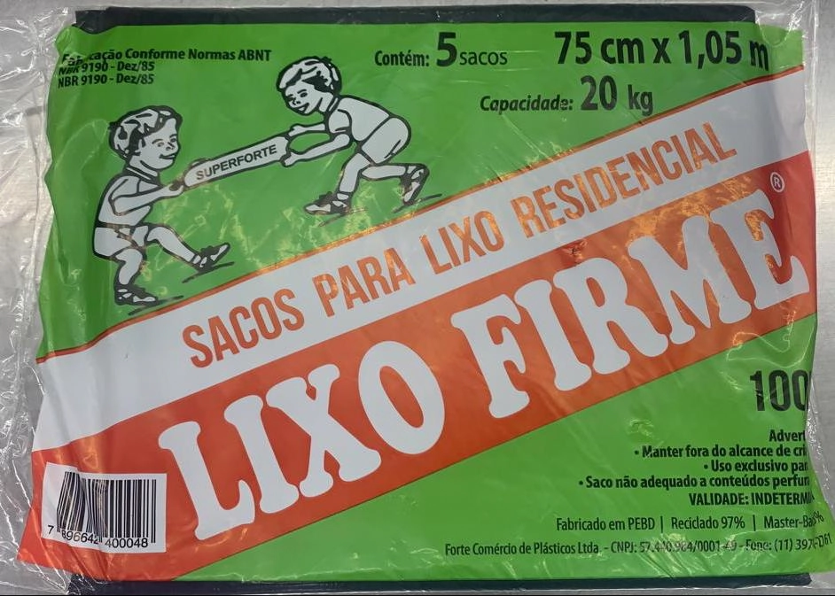 Saco P/lixo Firme 100 Lts 5 Unidade