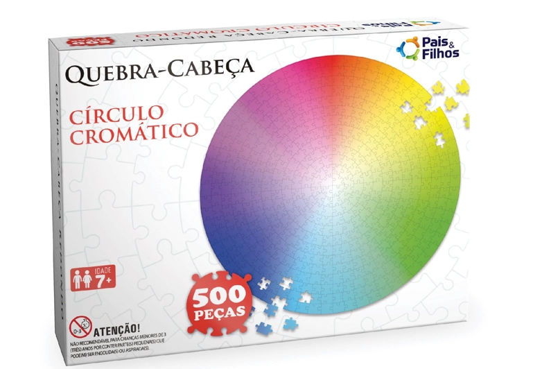 Quebra-Cabeça Redondo 500 peças Circulo Cromático - Pais e Filhos