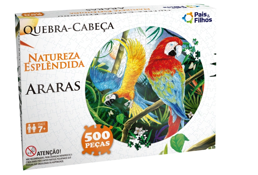 Quebra-Cabeça 500 Peças Redondo - Araras - Pais &amp; Filhos
