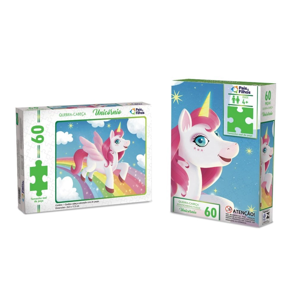 Quebra Cabeca Unicornio 60 Pcs Pais Filhos